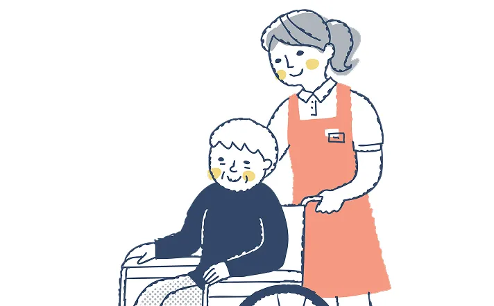 車椅子の乗り降りの補助をしている様子